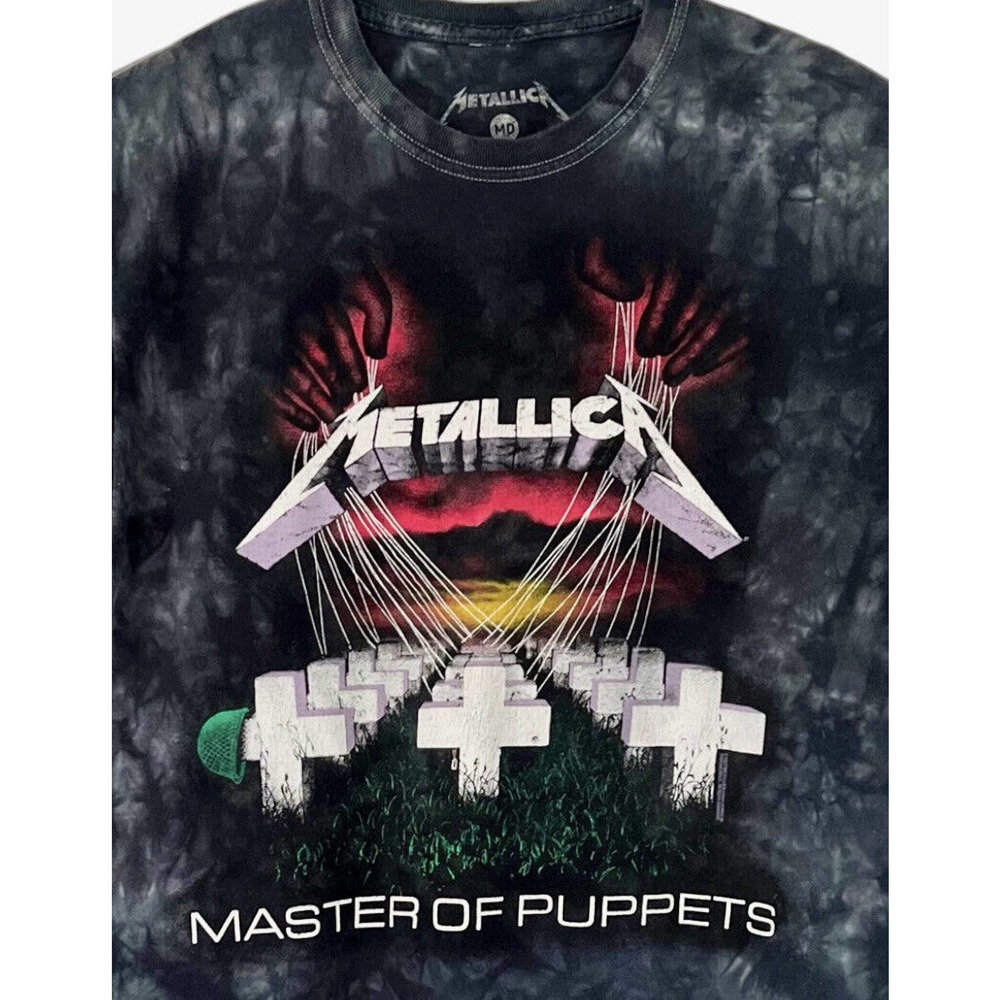 Metallica Shirt Men Size Medium Blue Tie-Dye Master of Puppets Band Tee Unisex - Picture 3 of 3